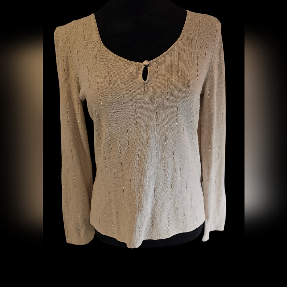 Sigrid Olsen Cream Holiday Sweater Small